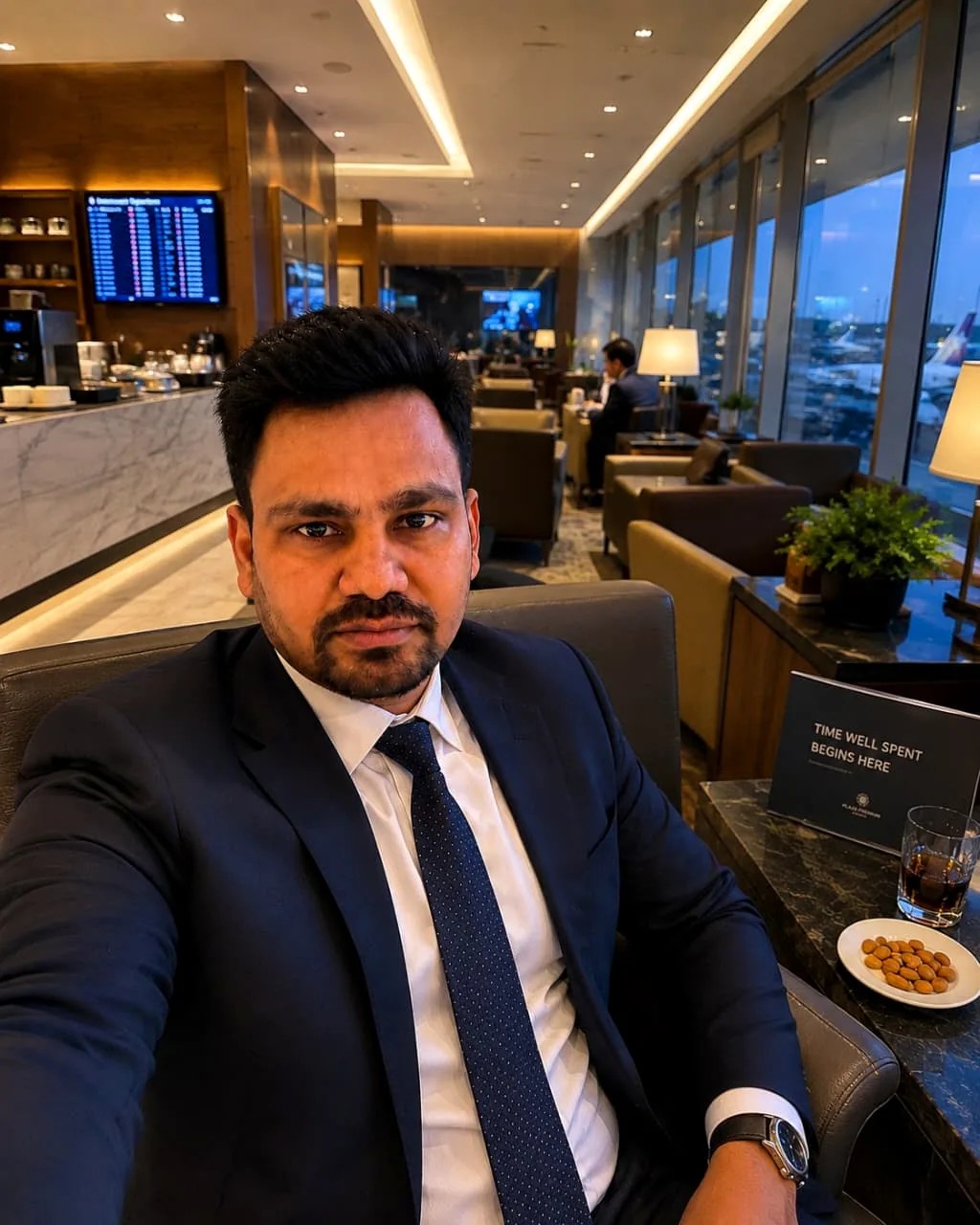 Surya Kant Jha during international business travel.